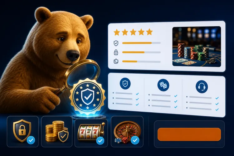 Baloo Casino legitimiteitscheck met beer-mascotte en vergunningszegel